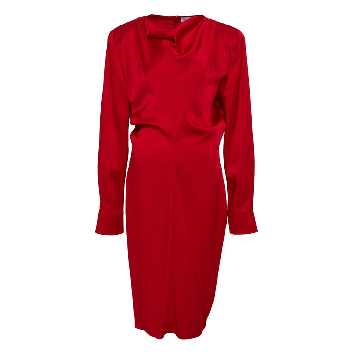 Satin Long Sleeve Midi Dress