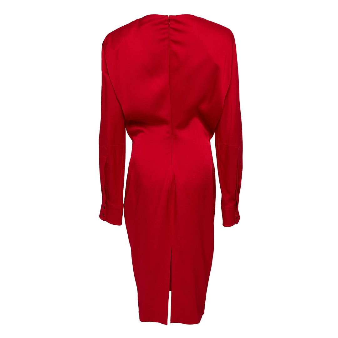 Satin Long Sleeve Midi Dress