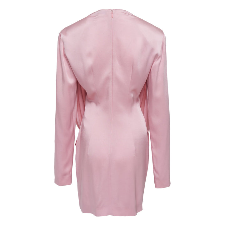 Crepe Satin Long Sleeve Draped Mini Dress
