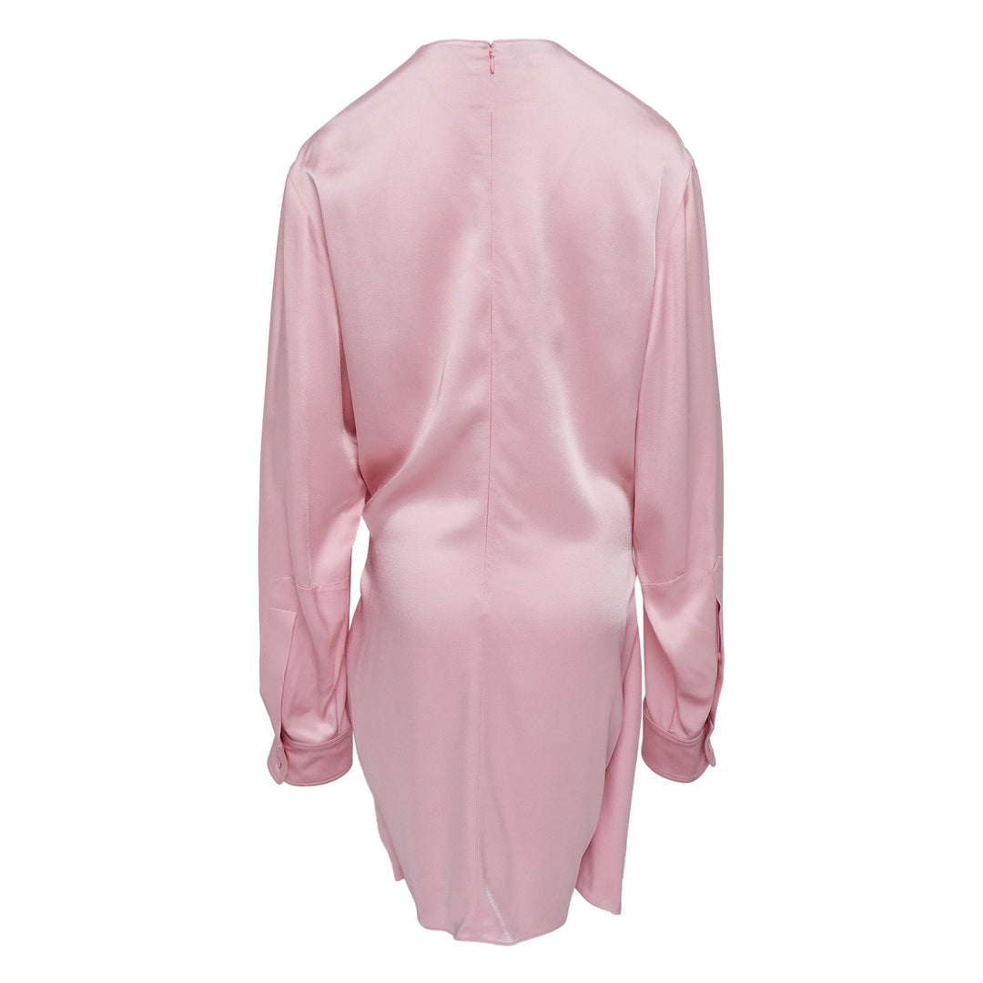 Satin Long Sleeve Twist Mini Dress