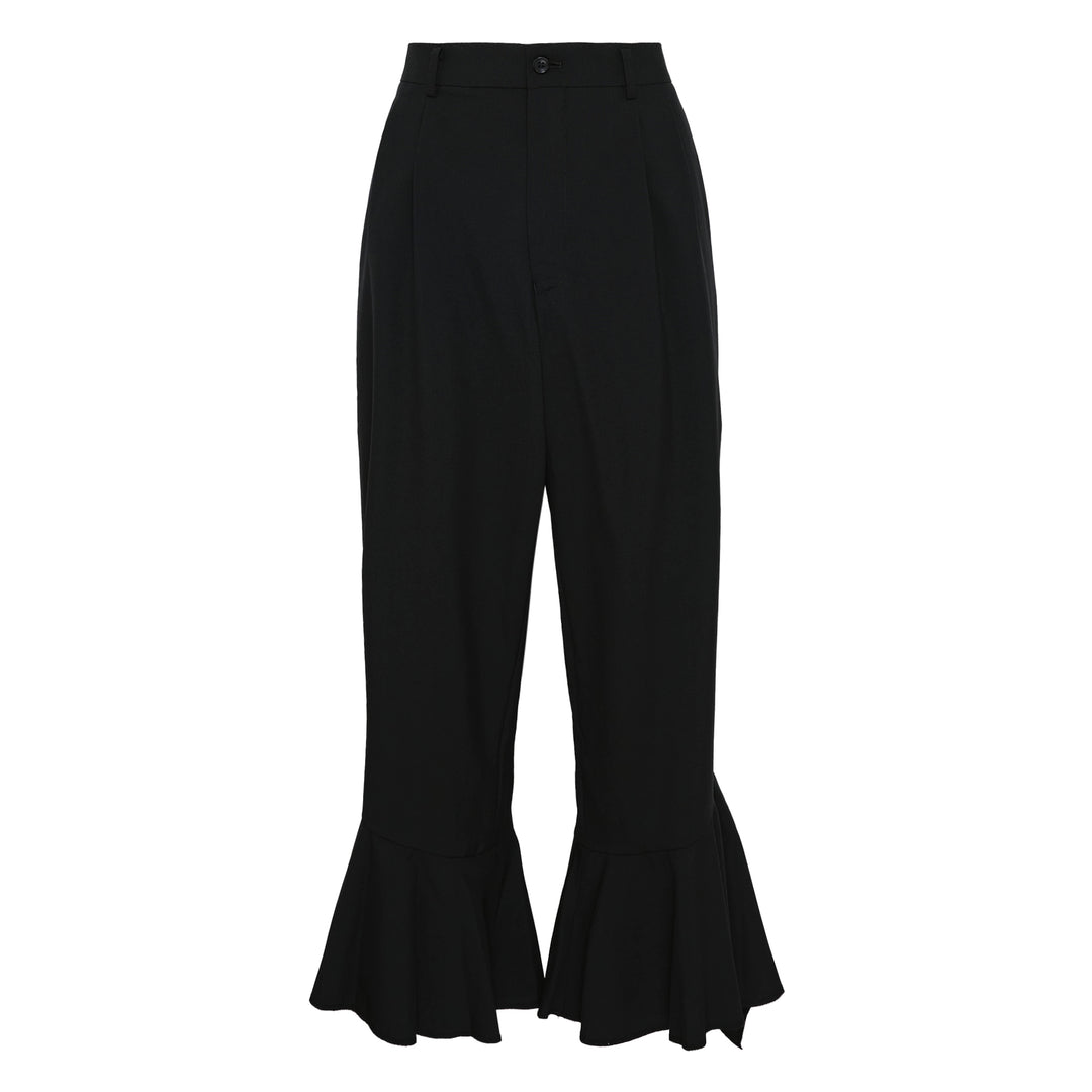 Frilled Hem Straight Pants