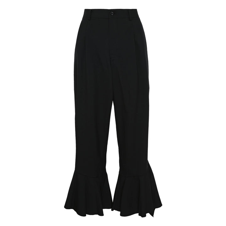 Frilled Hem Straight Pants