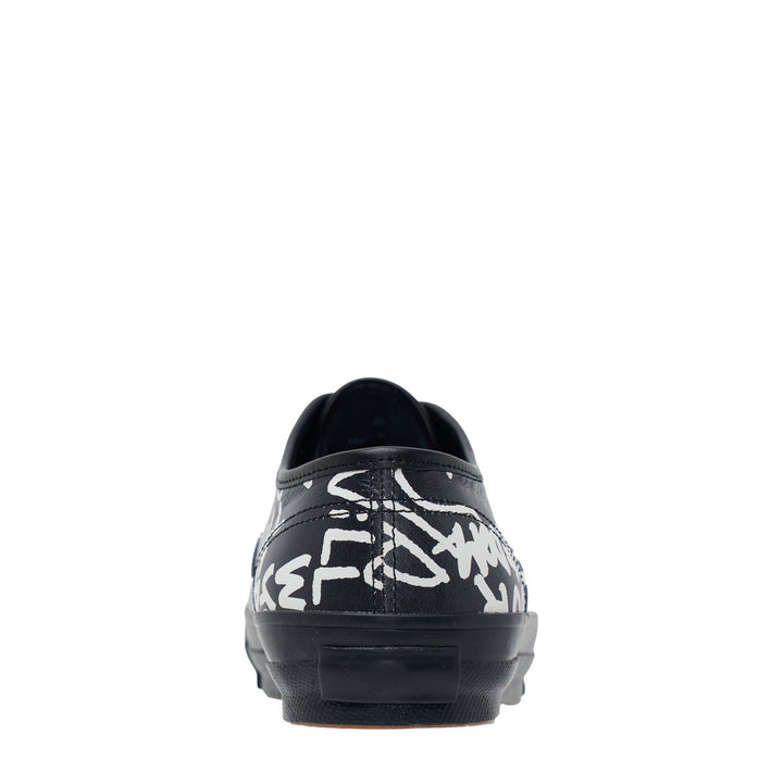 Message Printed Leather Vulcanized Sneakers