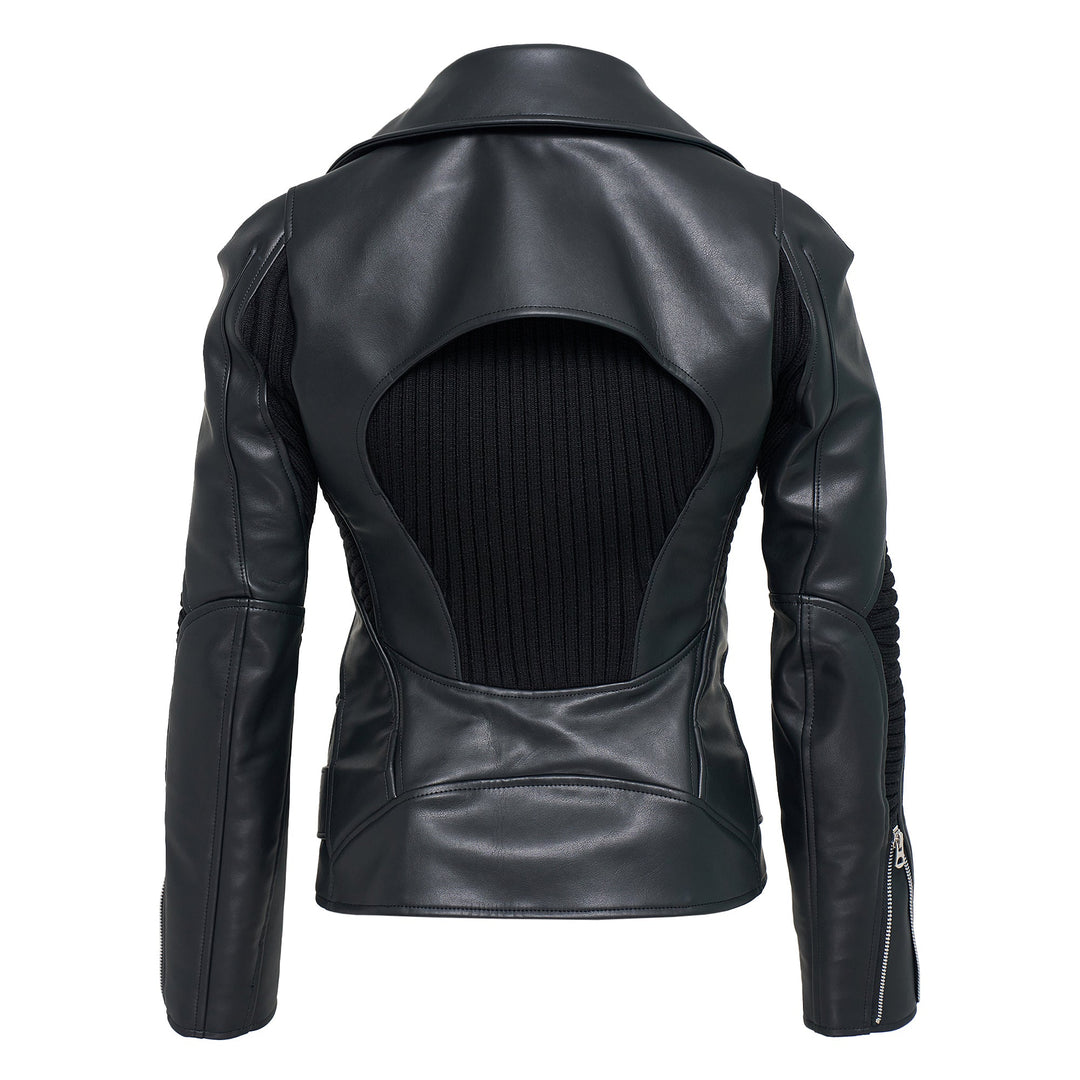 Fake Leather Acrylic Wool Jacket