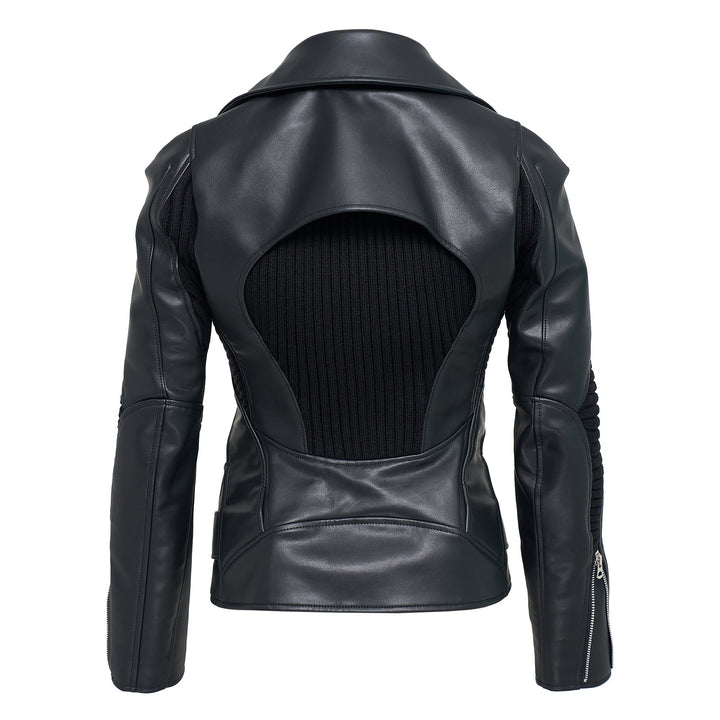 Fake Leather Acrylic Wool Jacket