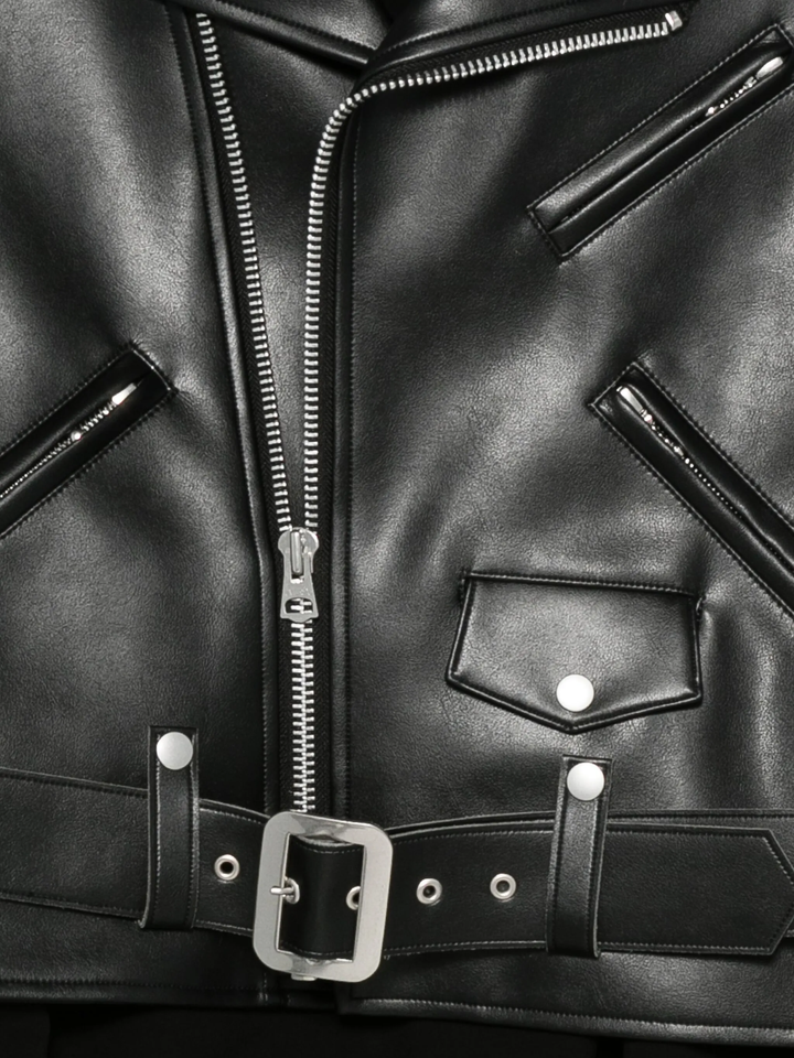 Fake Leather X Polyester Georgette Dress