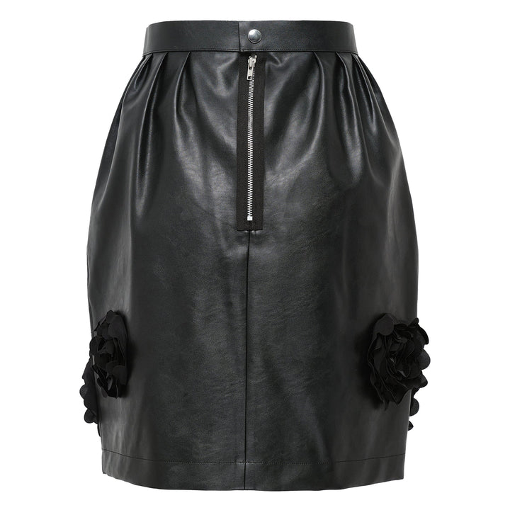 Faux Leather Polyester Satin Skirt