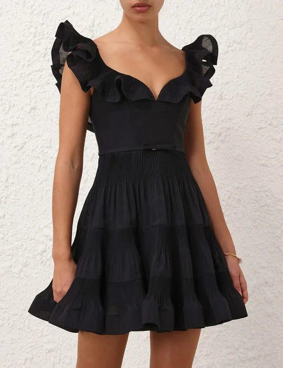 Pleated Frill Mini Dress Pleated Frill Mini Dress