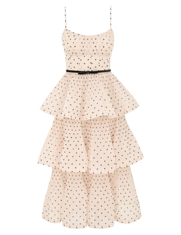 Pleated Tiered Midi Dress