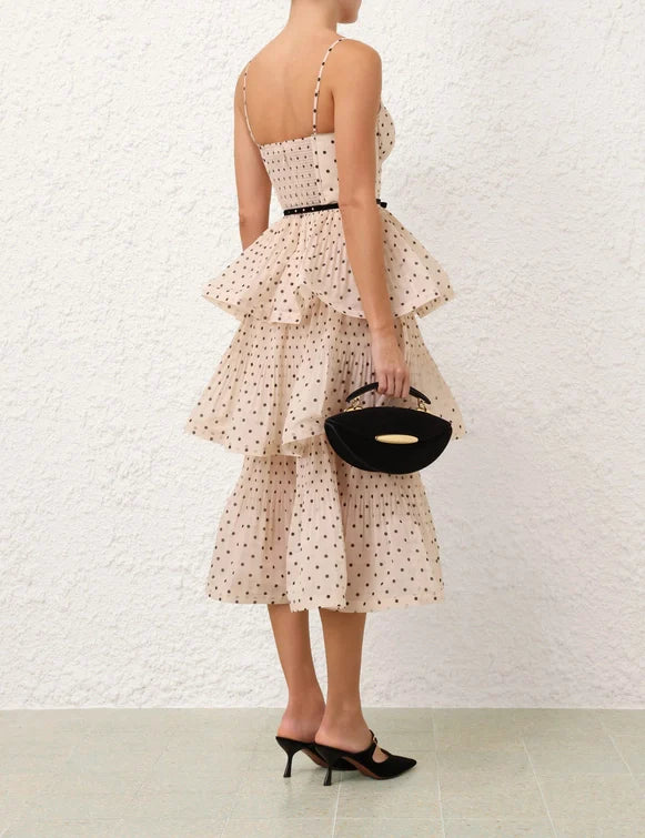 Pleated Tiered Midi Dress