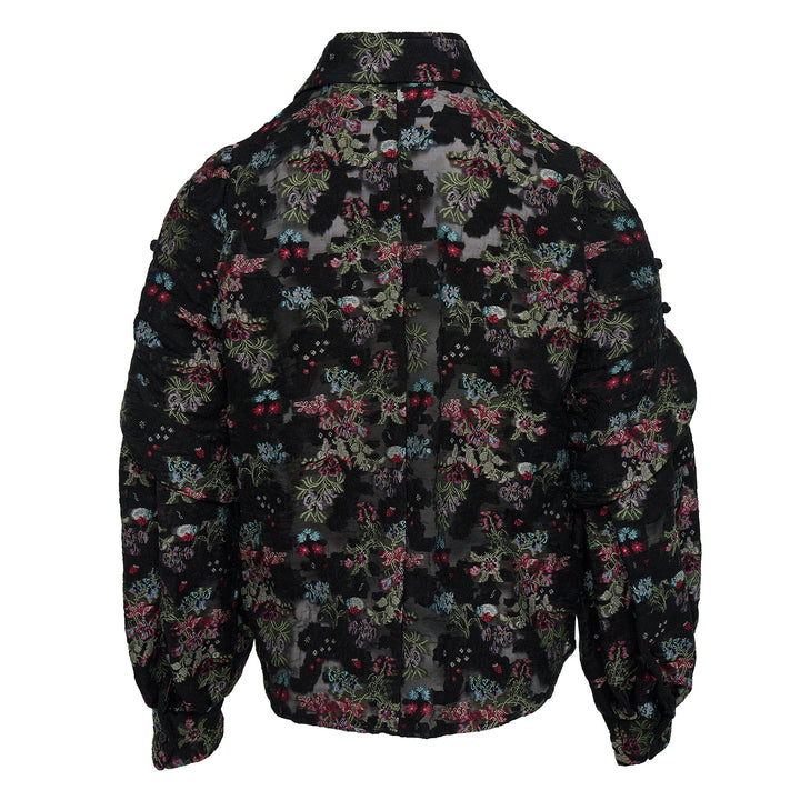 Floral Pattern Cut Jacquard Top