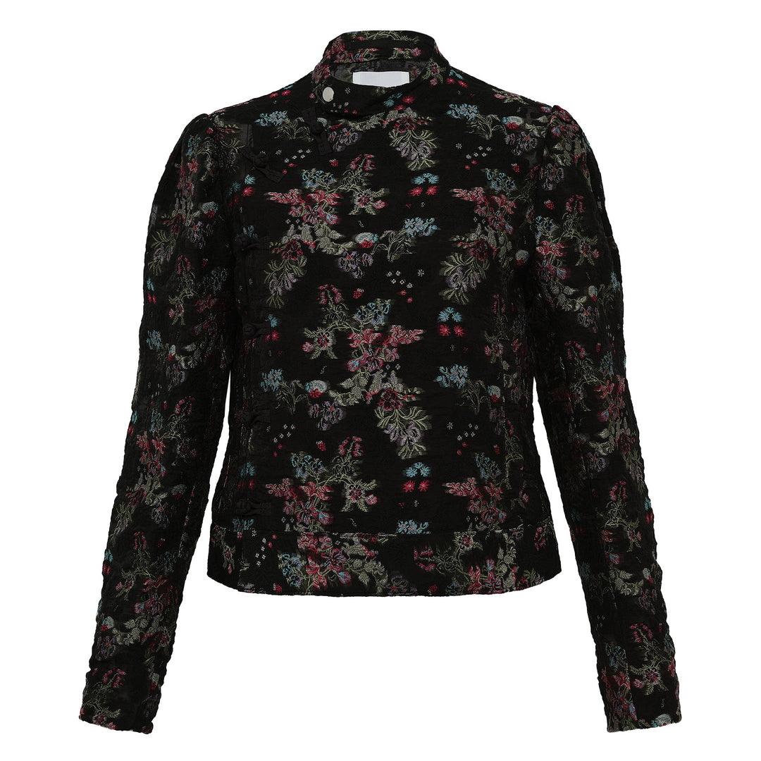 Floral Pattern Cut Jacquard Jacket