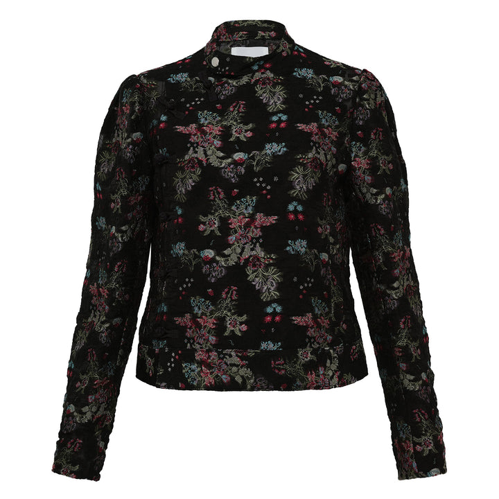 Floral Pattern Cut Jacquard Jacket