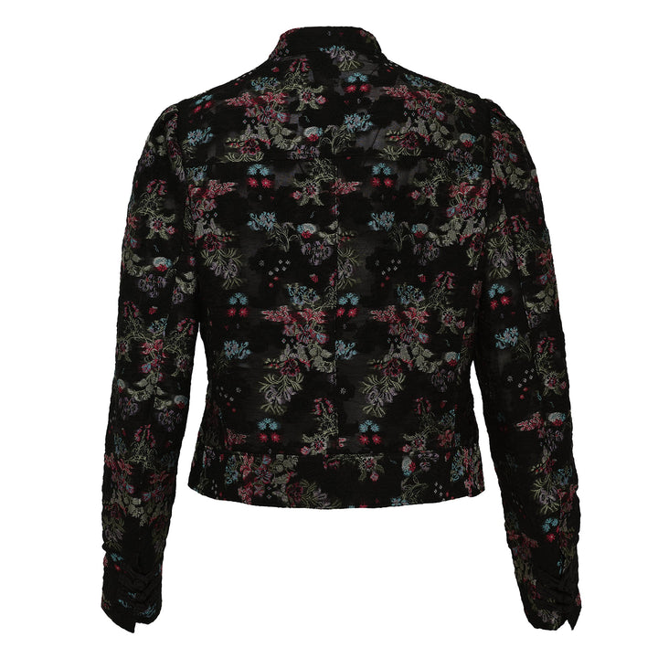 Floral Pattern Cut Jacquard Jacket