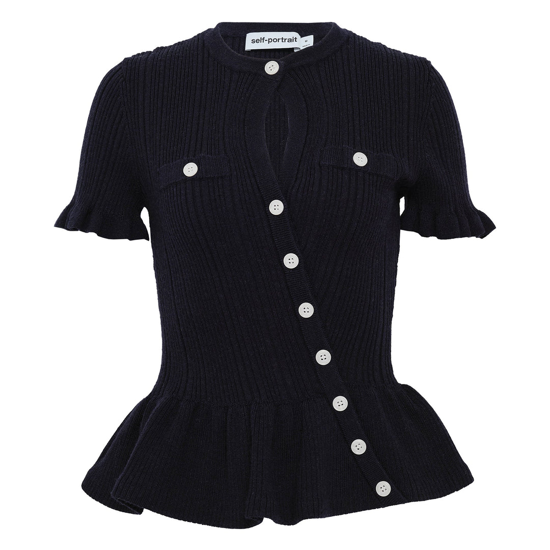 Navy Asymmetric Knit Top