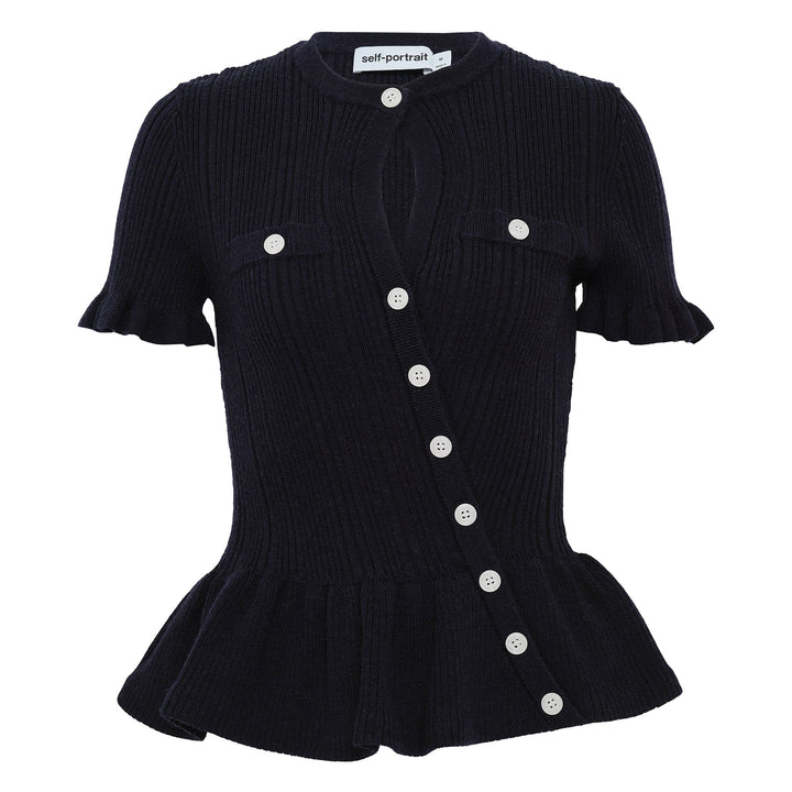 Navy Asymmetric Knit Top