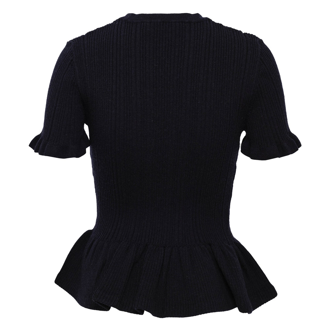Navy Asymmetric Knit Top