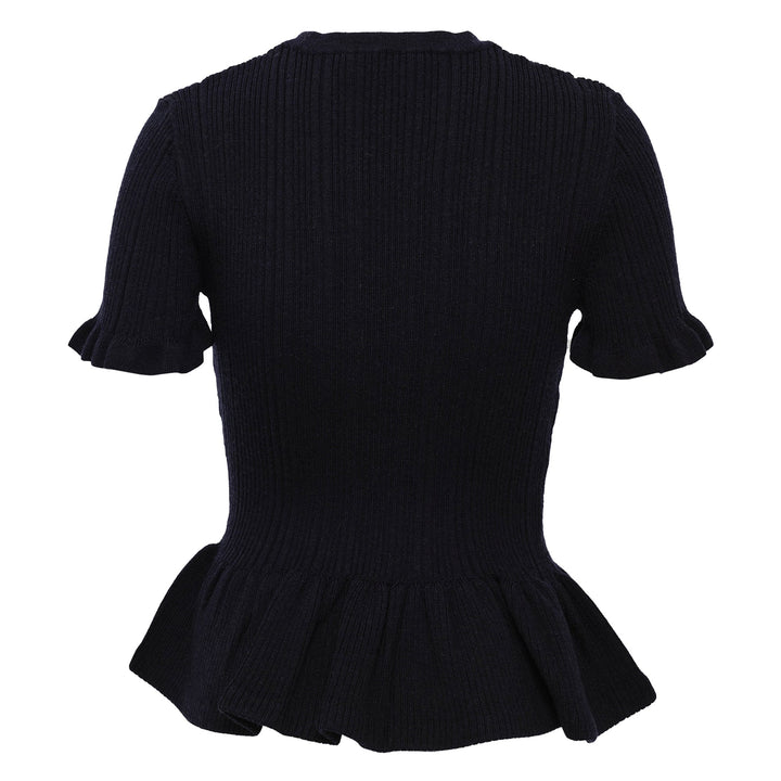 Navy Asymmetric Knit Top