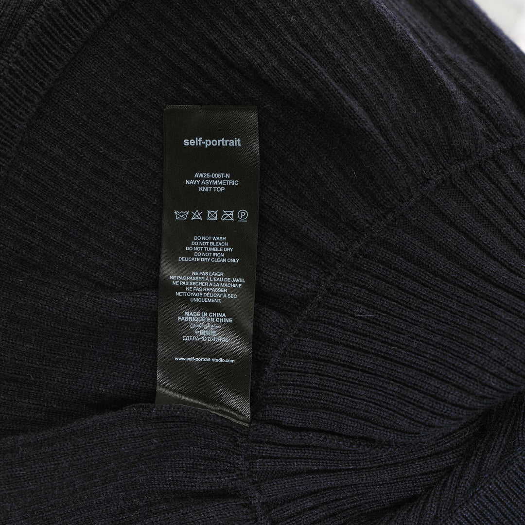 Navy Asymmetric Knit Top