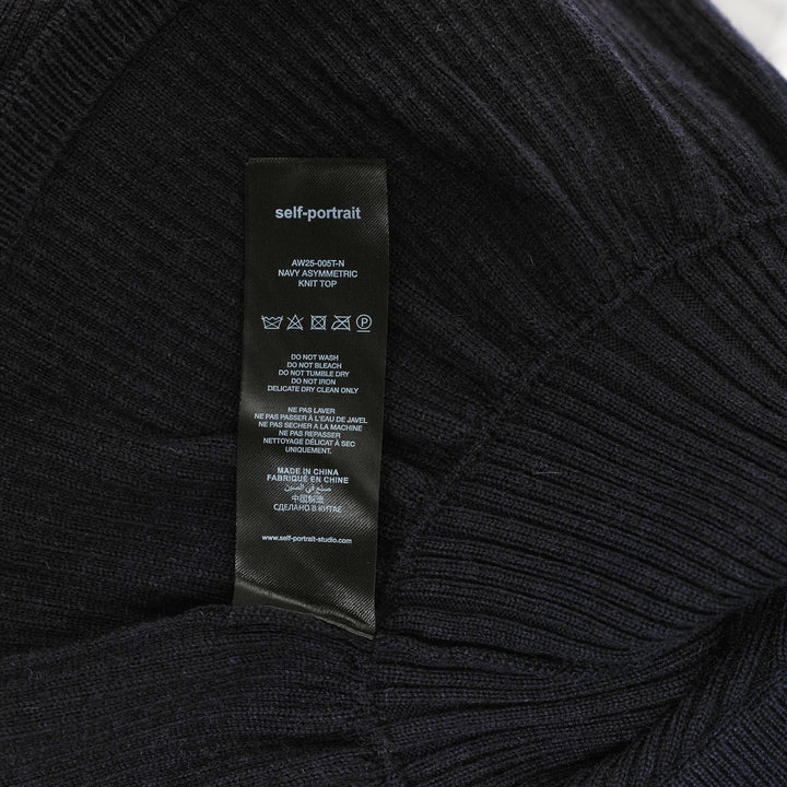 Navy Asymmetric Knit Top