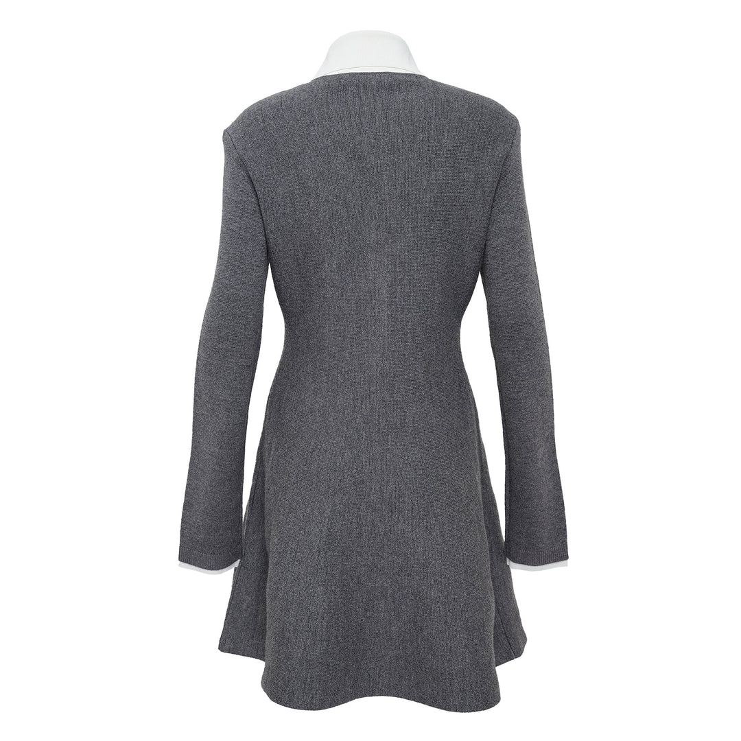 Grey Crochet Flower Collared Dress