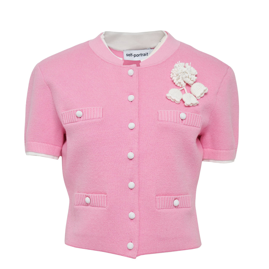 Pink Crochet Flower Knit Top