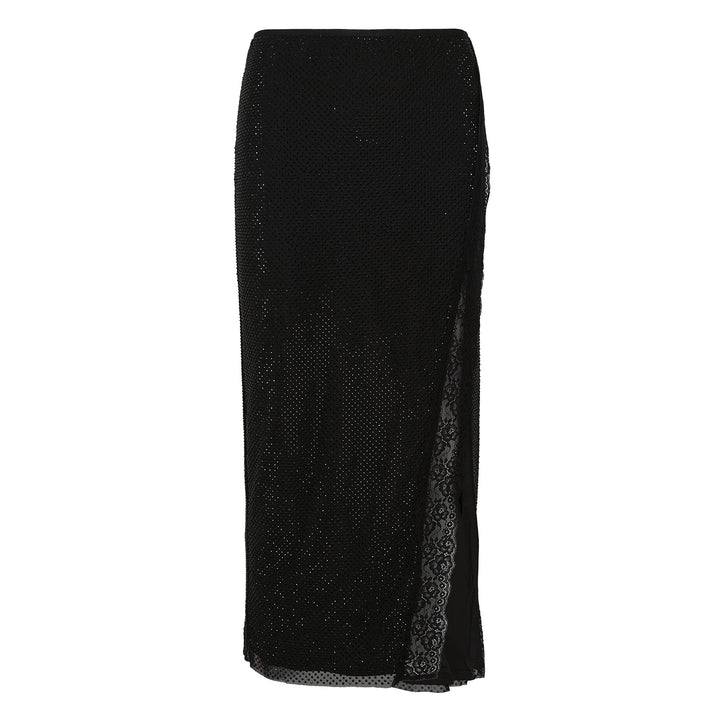 Black Rhinestone Midi Skirt