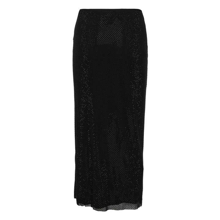 Black Rhinestone Midi Skirt