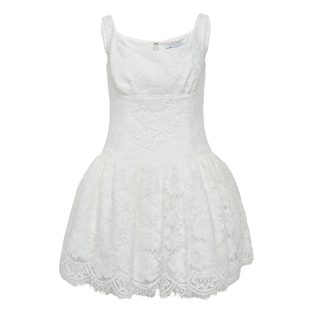 White Floral Lace Mini Dress