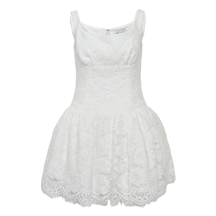 White Floral Lace Mini Dress
