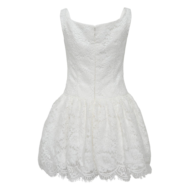 White Floral Lace Mini Dress