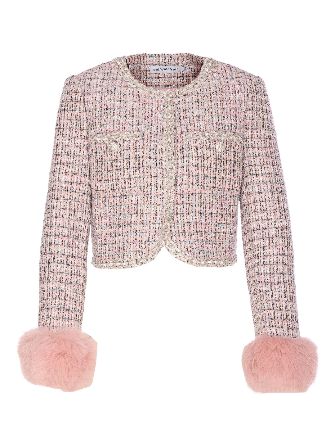 Pink Boucle Fur Cuff Jacket