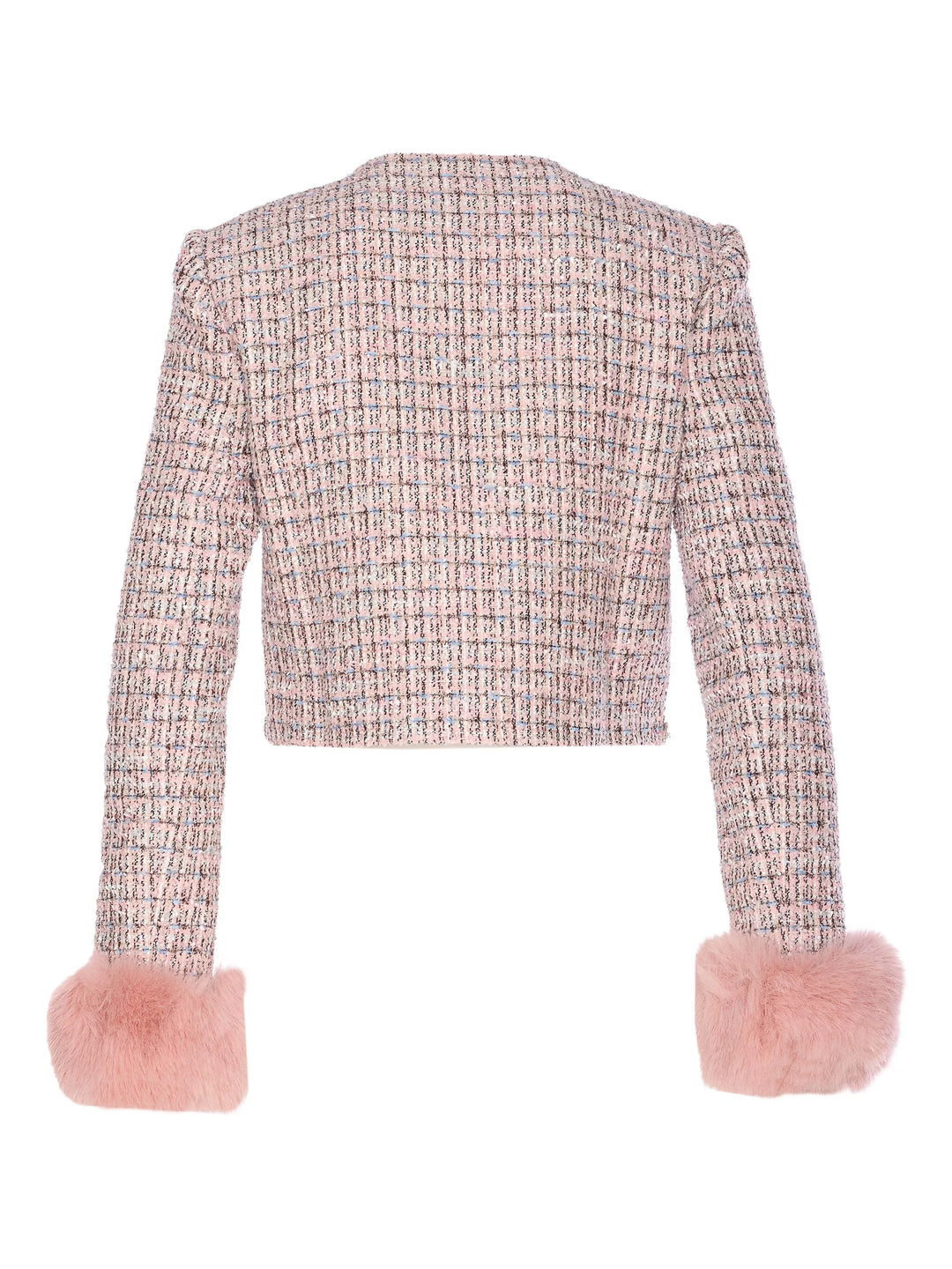 Pink Boucle Fur Cuff Jacket