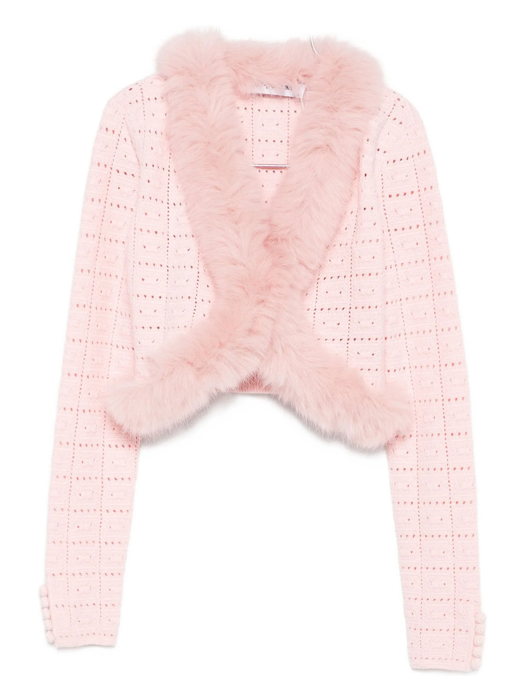Pink Fur Collar Cardigan