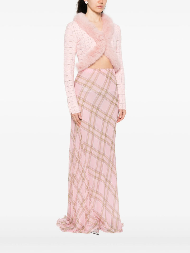 Pink Fur Collar Cardigan