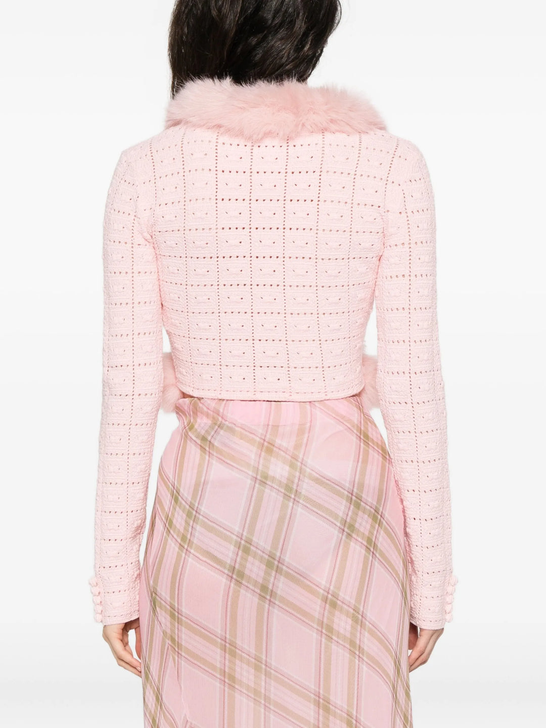 Pink Fur Collar Cardigan