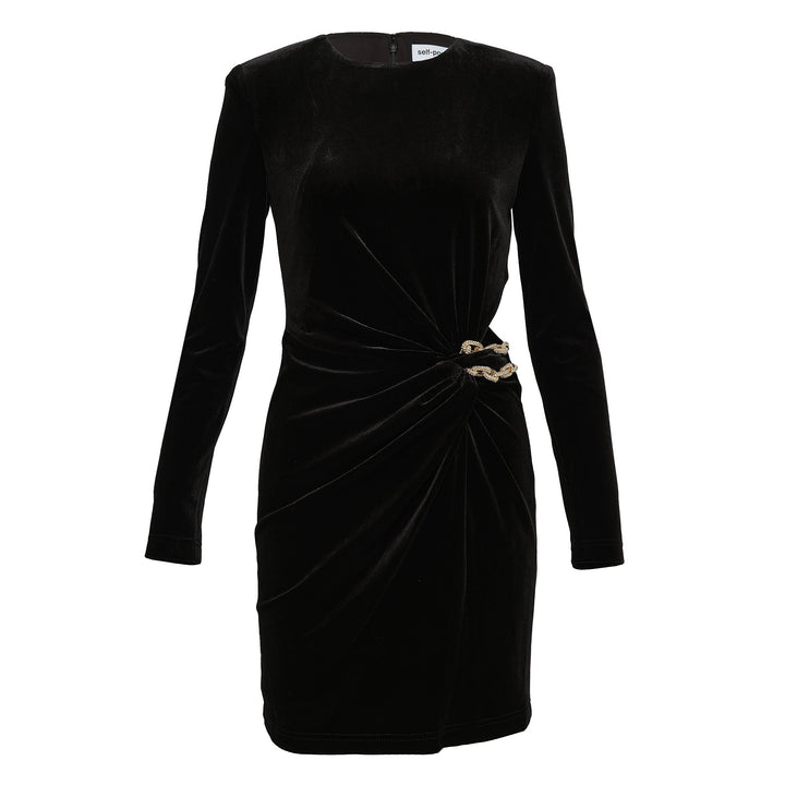 Black Velvet Embellished Mini Dress