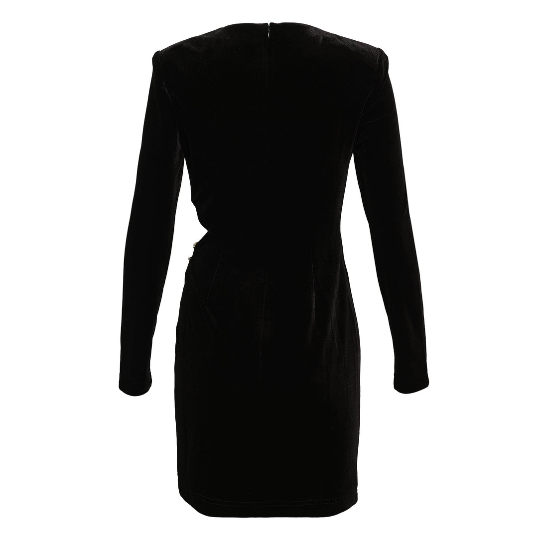 Black Velvet Embellished Mini Dress