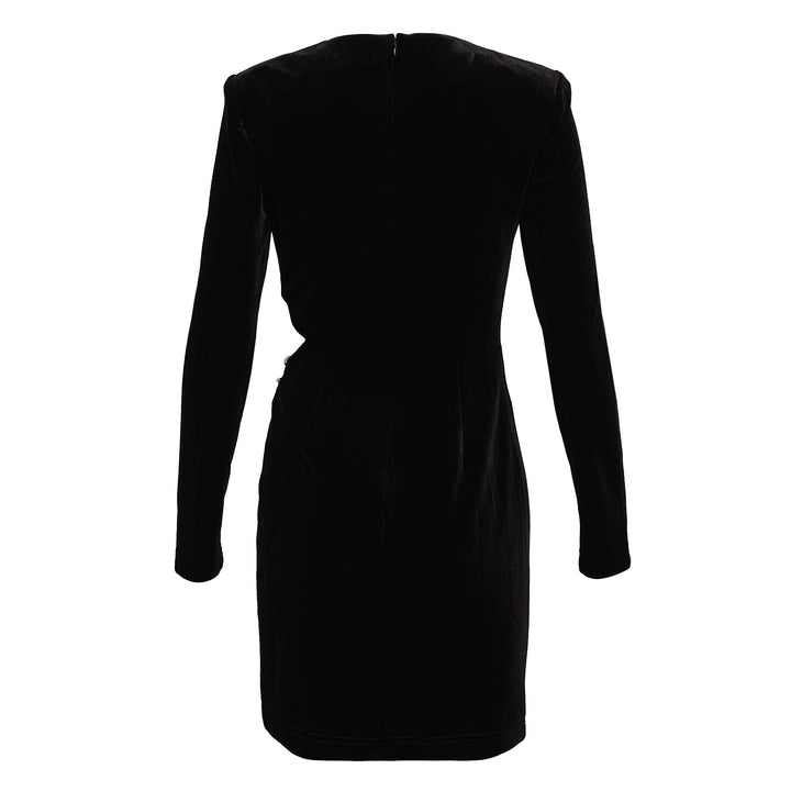 Black Velvet Embellished Mini Dress
