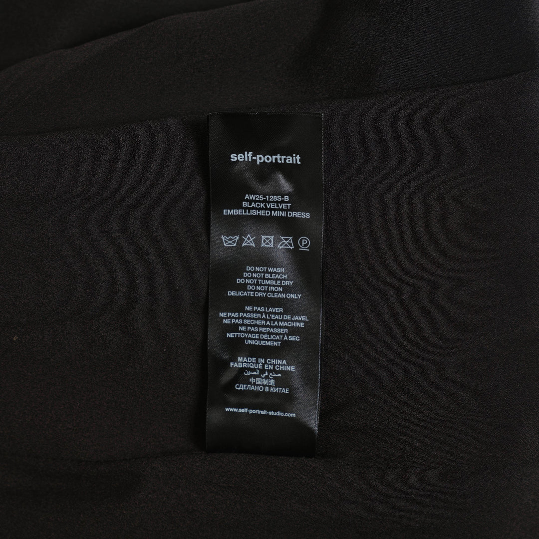 Black Velvet Embellished Mini Dress