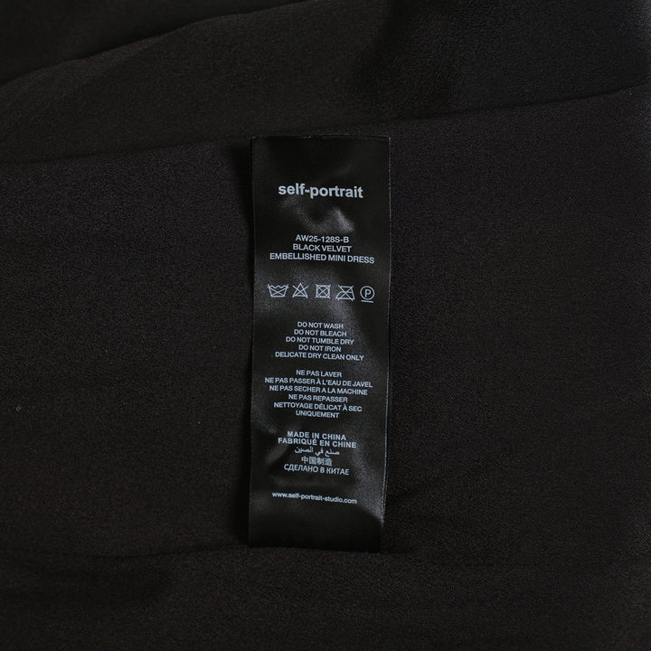 Black Velvet Embellished Mini Dress