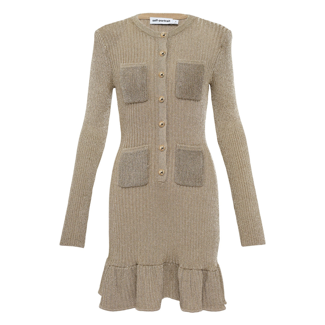 Gold Lurex Knit Mini Dress