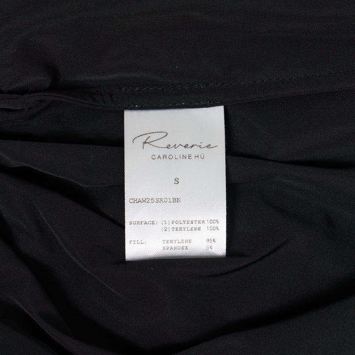 Black Pleated Ribbon Embroidery Skirt