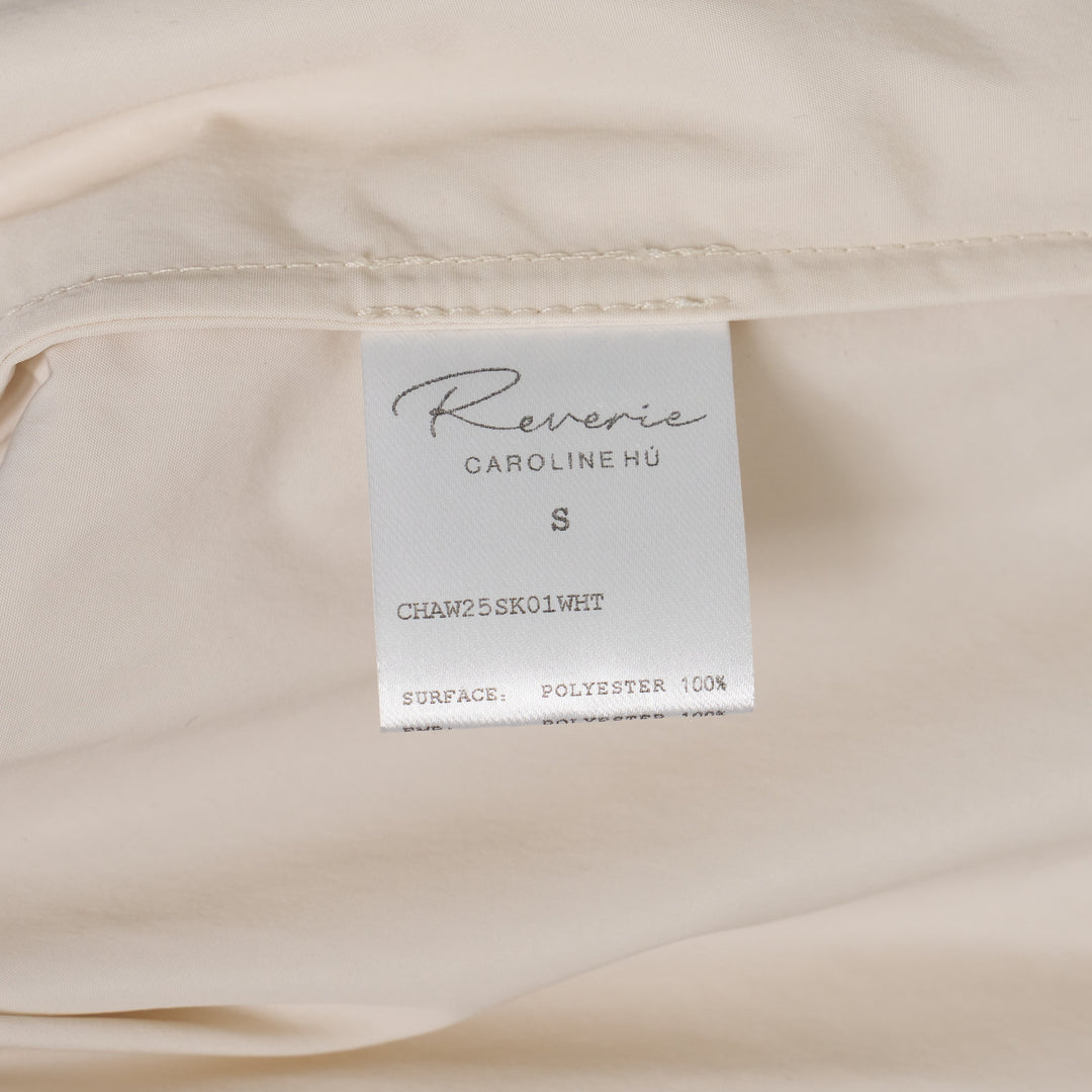 White Pleated Ribbon Embroidery Skirt