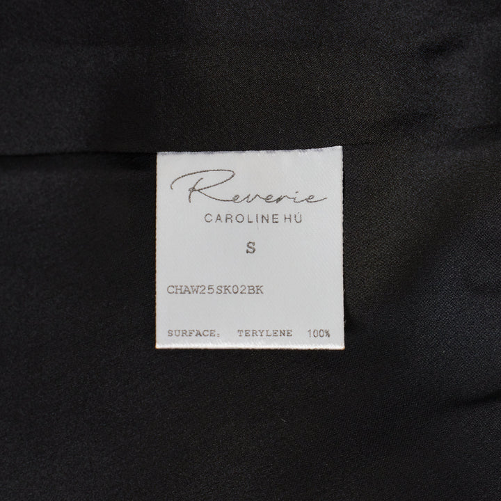 Black Pleated Roses Embroidery Skirt