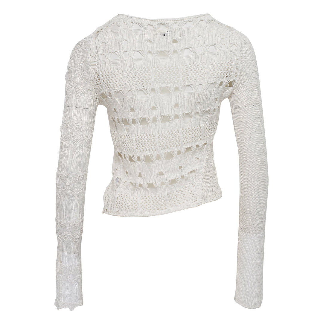 White Collaging Floral Embroidery Top