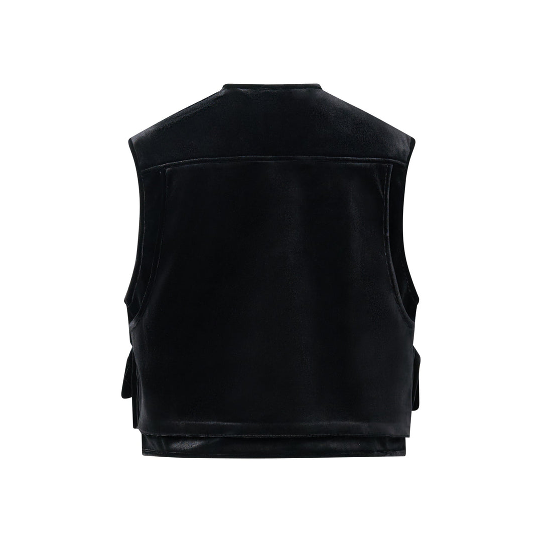 Velvet Appliqué Cargo Vest