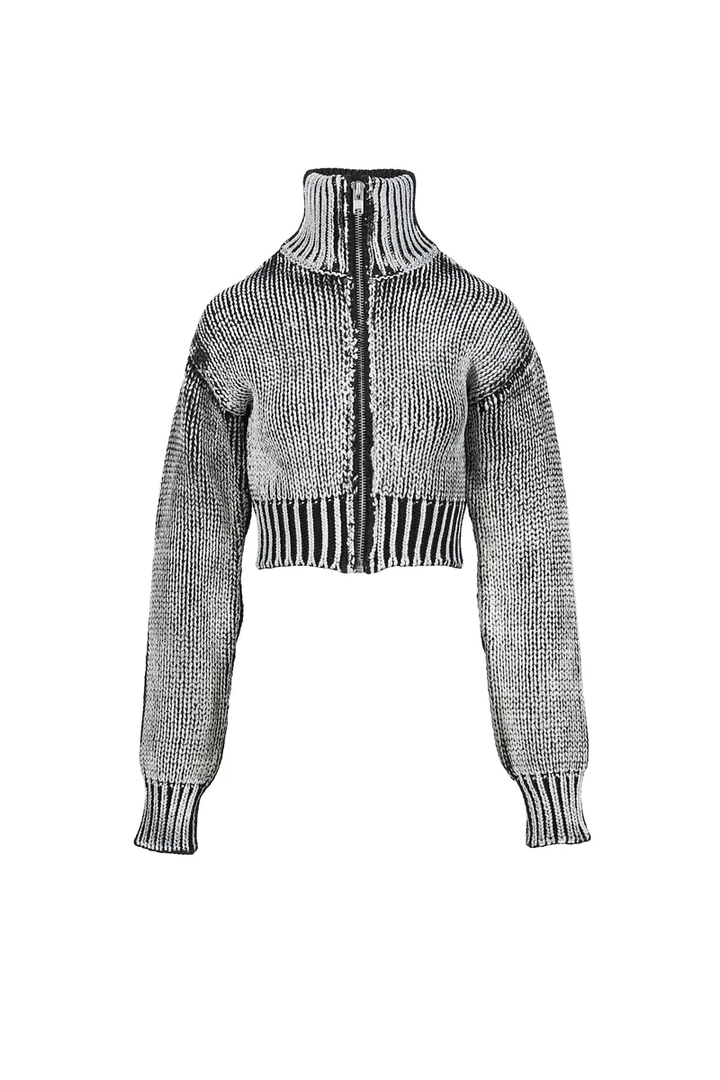 Women Zipper Cardigan Knit