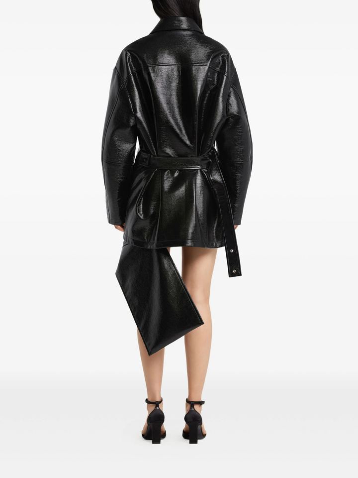 Zipped Vinyl Maxi Bomber Jacket