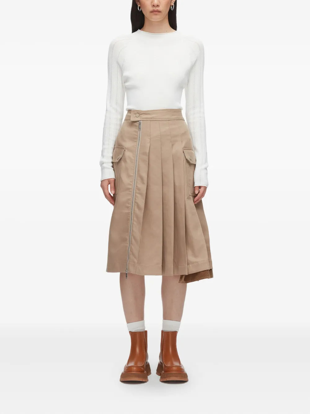 Pleated Zip Utility Skirt